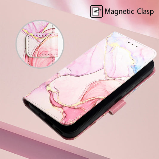 For Motorola Moto G Play 4G 2024 PT003 Marble Pattern Flip Leather Phone Case(Rose Gold) by buy2fix