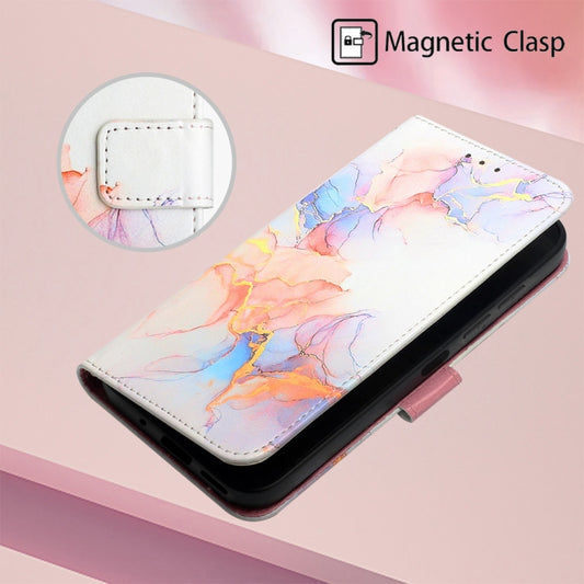 For Motorola Moto G Play 4G 2024 PT003 Marble Pattern Flip Leather Phone Case(Galaxy Marble White) by buy2fix