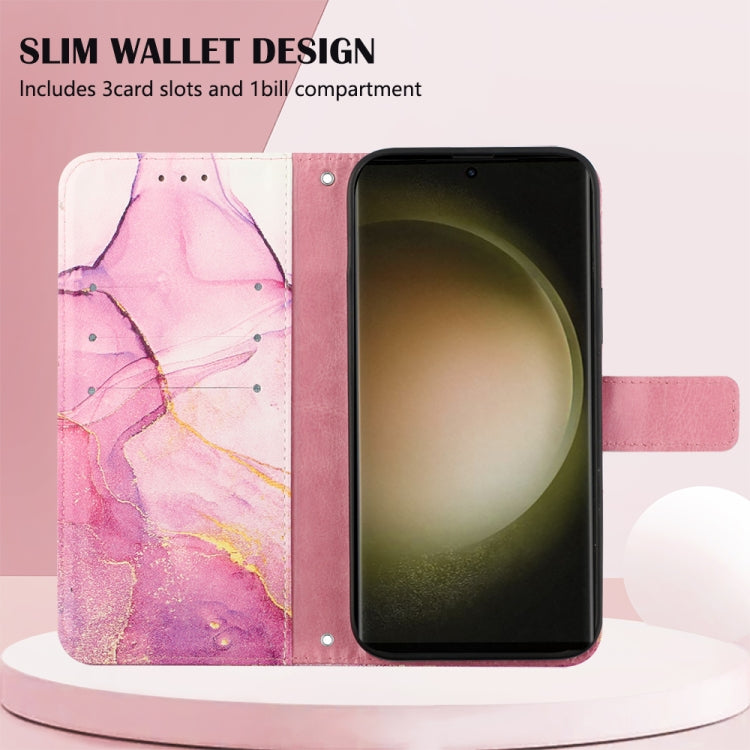 For Samsung Galaxy S24 Ultra 5G PT003 Marble Pattern Flip Leather Phone Case(Pink Purple Gold) by buy2fix