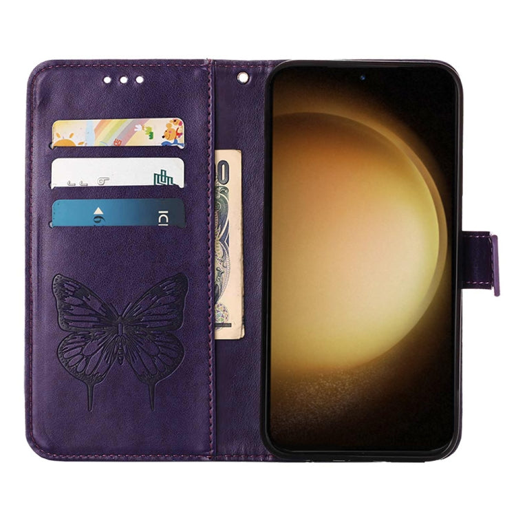 For Samsung Galaxy S24 5G Embossed Butterfly Leather Phone Case(Dark Purple) by buy2fix