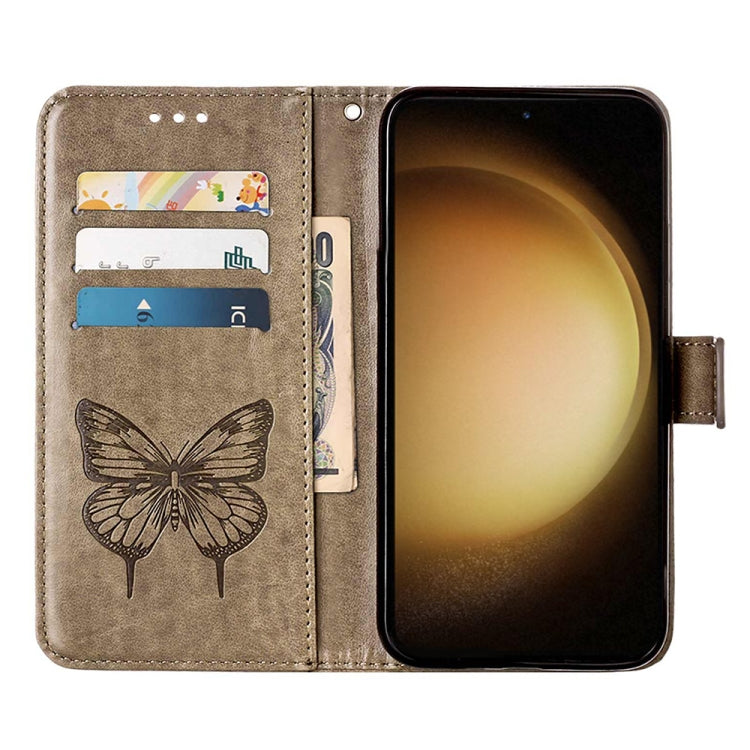 For Samsung Galaxy S24+ 5G Embossed Butterfly Leather Phone Case(Grey) by buy2fix