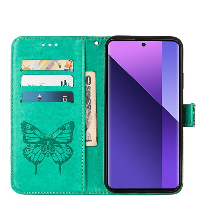 For Xiaomi Redmi Note 13 Pro+ 5G Embossed Butterfly Leather Phone Case(Green) by buy2fix