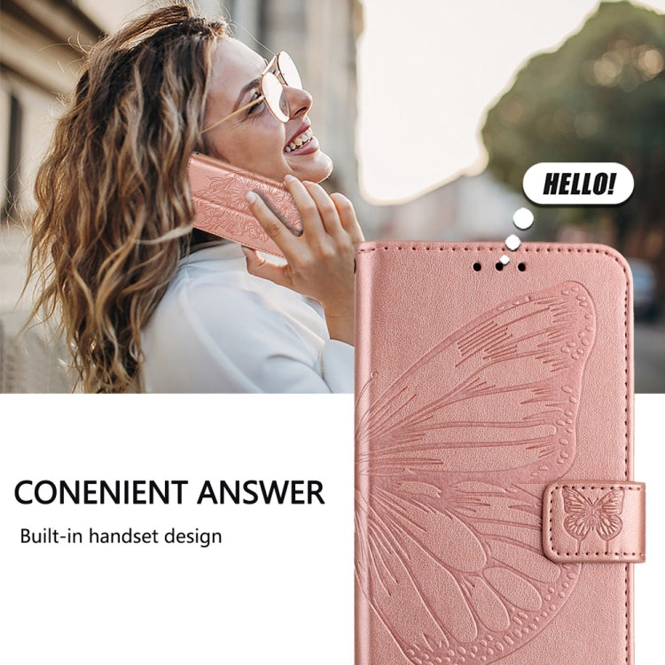 For Xiaomi Redmi K70 / K70 Pro Embossed Butterfly Leather Phone Case(Rose Gold) by buy2fix