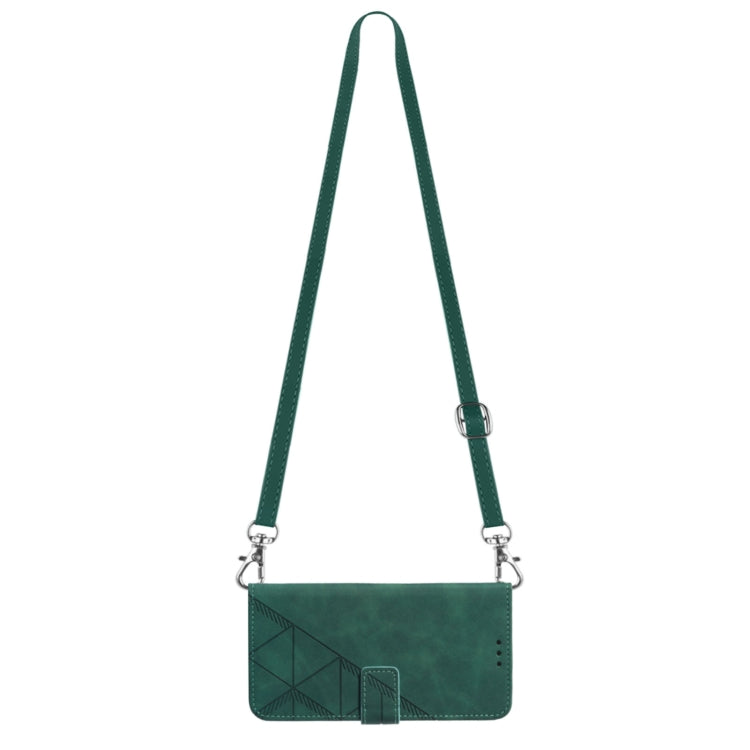 For Motorola Moto G Play 4G 2024 Crossbody 3D Embossed Flip Leather Phone Case(Dark Green) by buy2fix