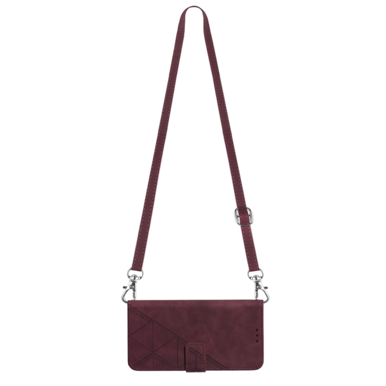 For Samsung Galaxy S24 5G Crossbody 3D Embossed Flip Leather Phone Case(Wine Red) by buy2fix