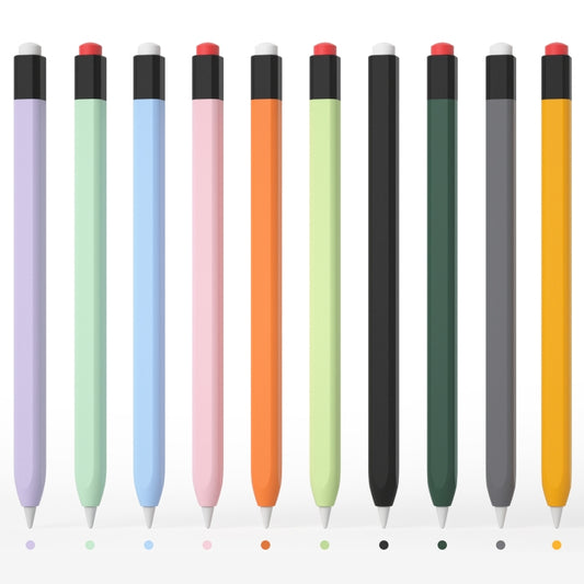 For Apple Pencil 1 Retro Pencil Style Liquid Silicone Stylus Case(Light Green) by buy2fix
