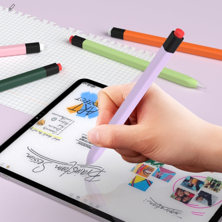For Apple Pencil 1 Retro Pencil Style Liquid Silicone Stylus Case(Grey) by buy2fix