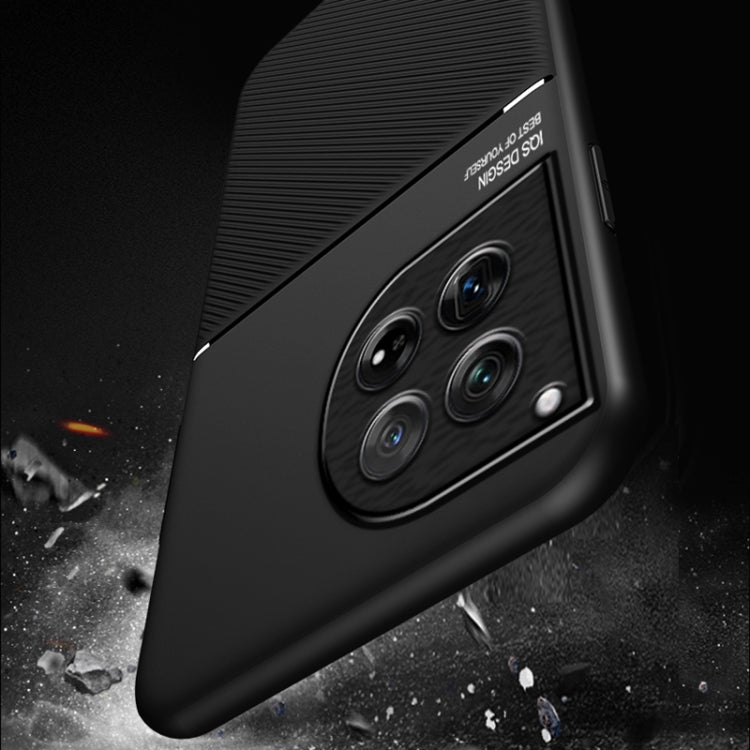 For OnePlus 12 Classic Tilt Strip Grain Magnetic PC Hybrid TPU Phone Case(Black) by buy2fix