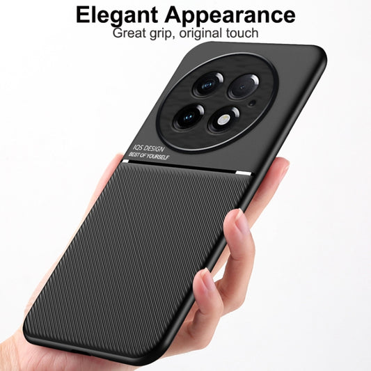 For OnePlus 13 Classic Tilt Strip Grain Magnetic PC Hybrid TPU Phone Case(Red) by buy2fix