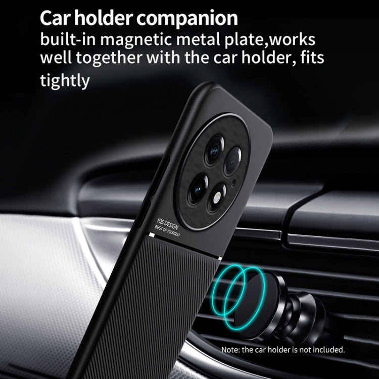 For OnePlus 13 Classic Tilt Strip Grain Magnetic PC Hybrid TPU Phone Case(Black) by buy2fix