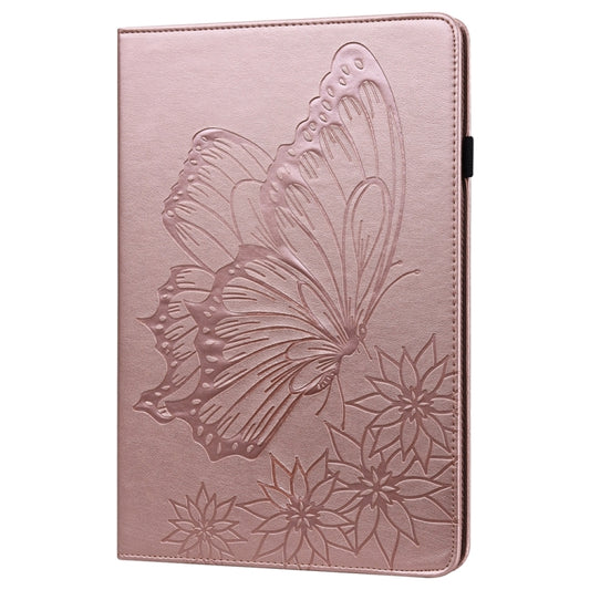 For iPad Pro 12.9 2022 / Air 13 2024 / 2025 Big Butterfly Embossed Leather Tablet Case(Rose Gold) by buy2fix