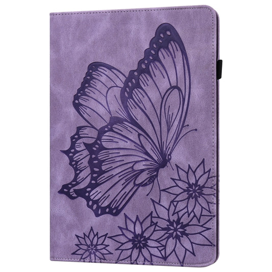 For Samsung Galaxy Tab S9 Ultra / S8 Ultra Big Butterfly Embossed Leather Tablet Case(Purple) by buy2fix