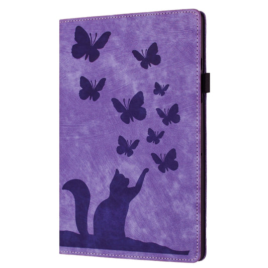 For iPad Pro 11 2025 / 2024 Butterfly Cat Embossing Leather Tablet Case(Purple) by buy2fix