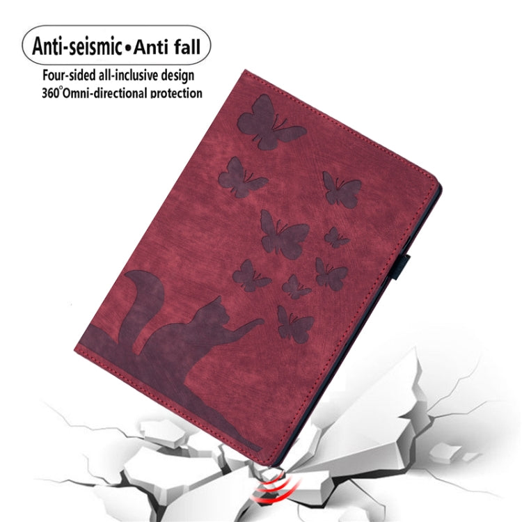 For iPad Pro 13 2025 / 2024 Butterfly Cat Embossing Leather Tablet Case(Red) by buy2fix