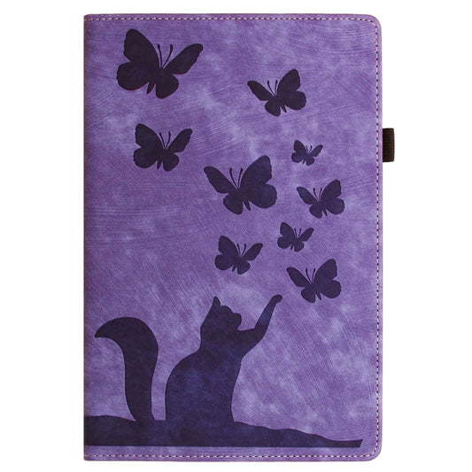 For Samsung Galaxy Tab S9 FE+ / S9+ / S8+ Butterfly Cat Embossing Leather Tablet Case(Purple) by buy2fix
