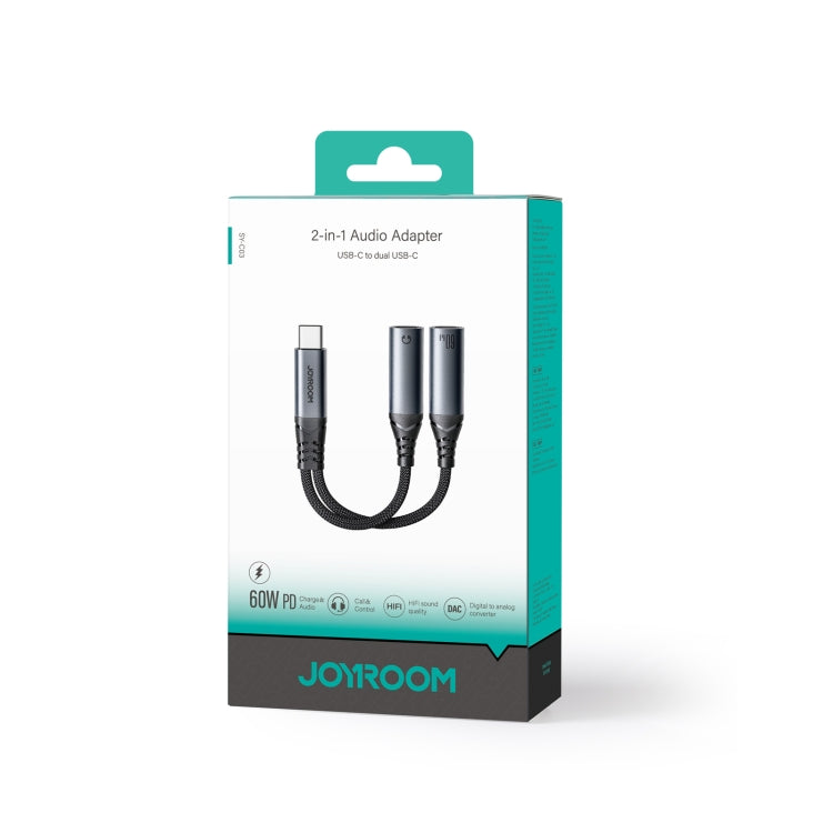 JOYROOM SY-C03 2 in 1 USB-C/Type-C to Dual USB-C/Type-C Audio Adapter Cable(Black) by JOYROOM