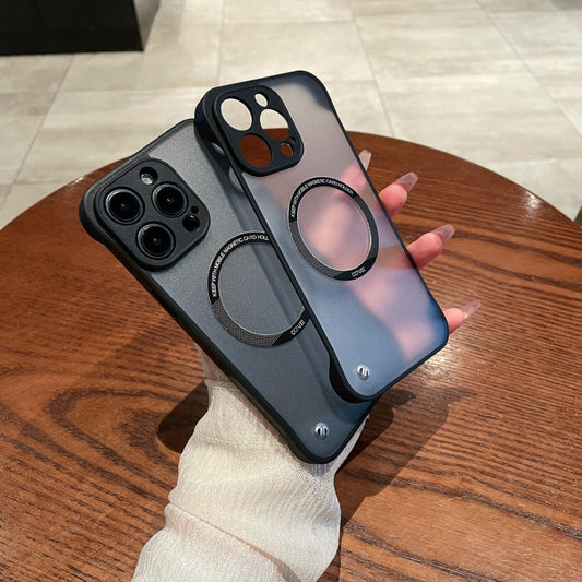 For iPhone 15 Pro Max Edgeless Magsafe Magnetic Frosted Transparent PC Phone Case(Black) by buy2fix