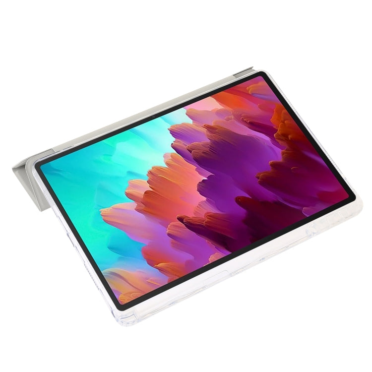 For Lenovo Tab M11 /Xiaoxin Pad 11 2024 Clear Acrylic 3-Fold Leather Tablet Case(Grey) by buy2fix