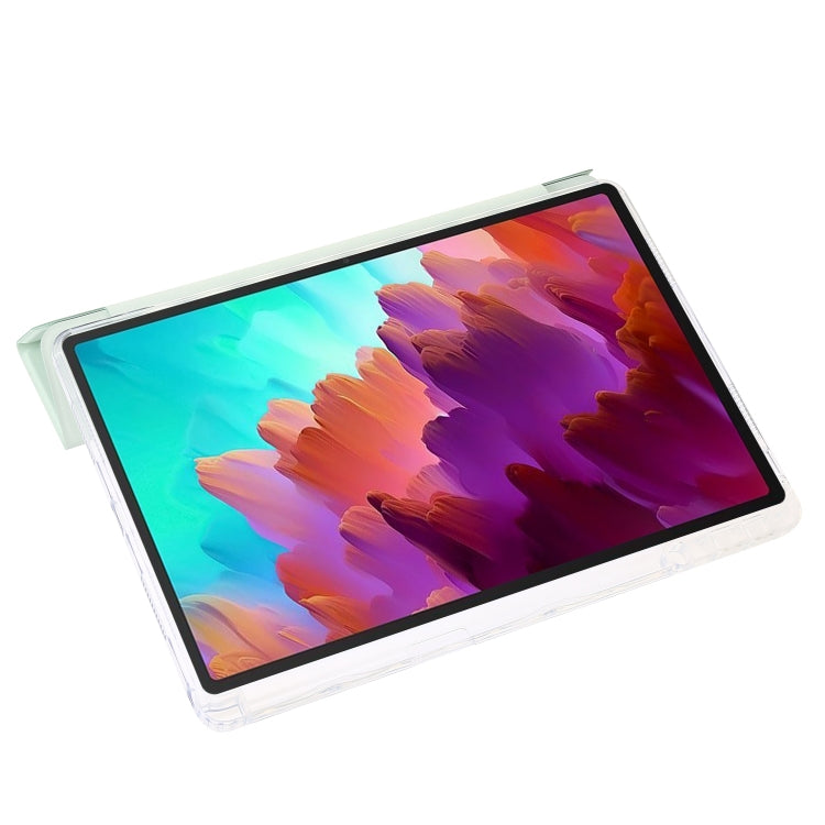 For Lenovo Tab M11 /Xiaoxin Pad 11 2024 Clear Acrylic 3-Fold Leather Tablet Case(Green) by buy2fix