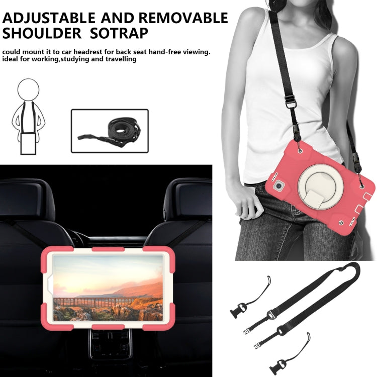 For Samsung Galaxy Tab A9 8.7 2023 Silicone Hybrid PC Tablet Case with Shoulders Strap(Begonia Red) - Galaxy Tab A9 by buy2fix | Online Shopping UK | buy2fix
