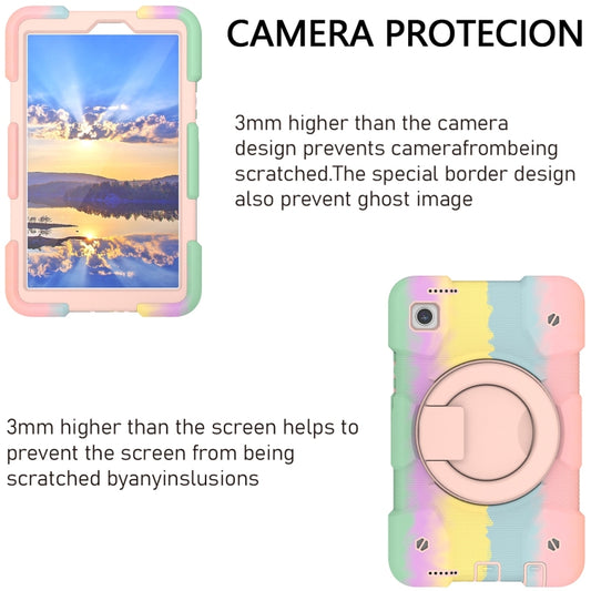 For Samsung Galaxy Tab A9 8.7 2023 Silicone Hybrid PC Tablet Case with Shoulders Strap(Colorful Rose Gold) - Galaxy Tab A9 by buy2fix | Online Shopping UK | buy2fix