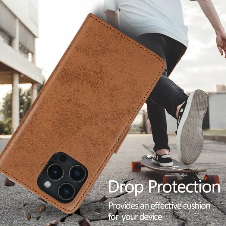 For iPhone 16 Pro 2 in 1 Detachable Phone Leather Case(Brown) by buy2fix