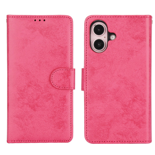 For iPhone 16 2 in 1 Detachable Phone Leather Case(Pink) by buy2fix