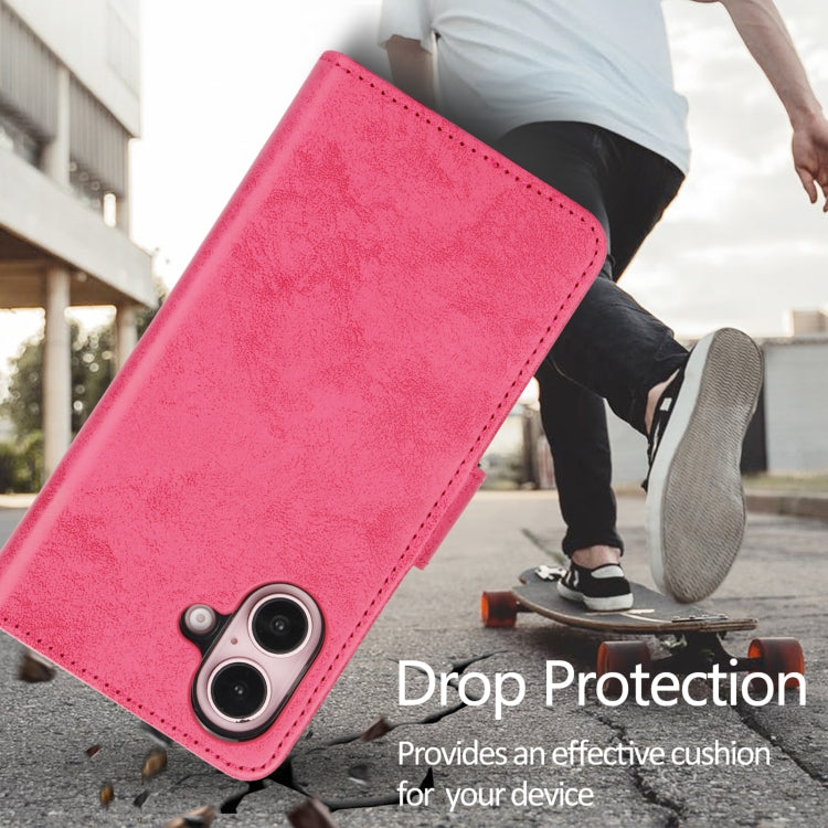 For iPhone 16 2 in 1 Detachable Phone Leather Case(Pink) by buy2fix