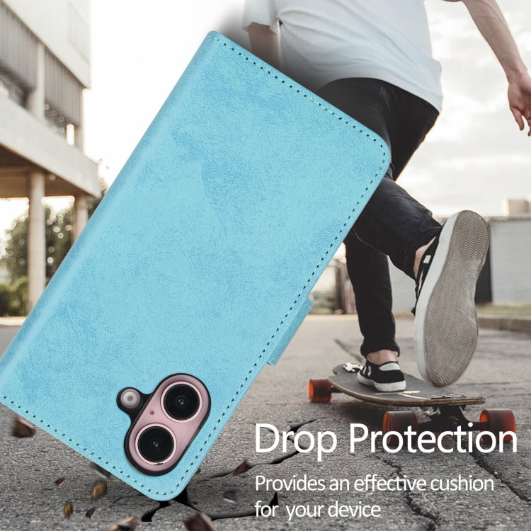 For iPhone 16 2 in 1 Detachable Phone Leather Case(Blue) by buy2fix