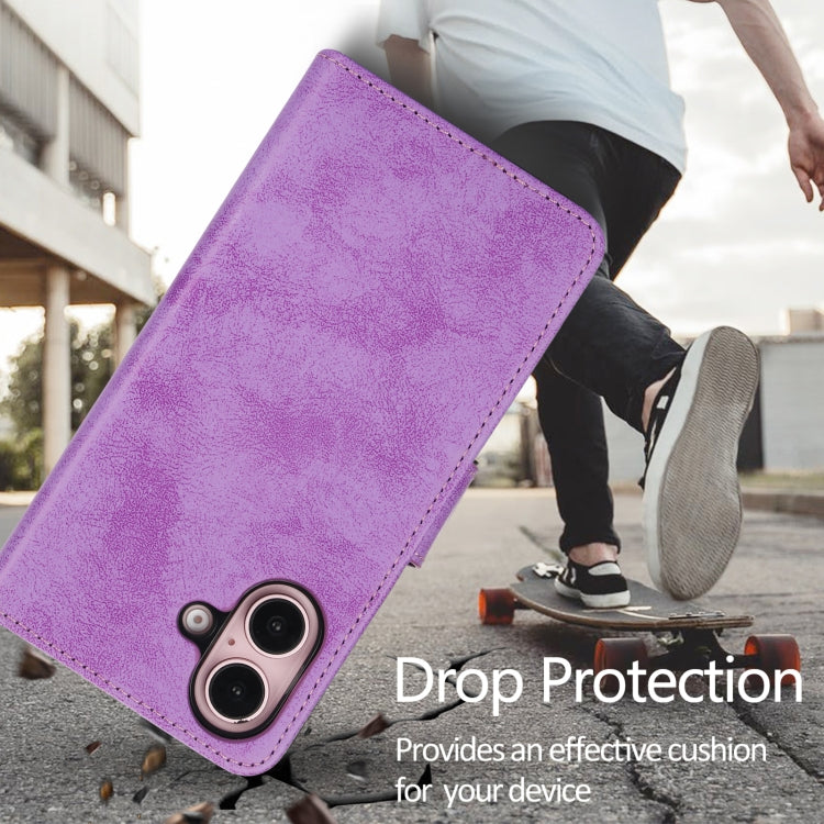 For iPhone 16 2 in 1 Detachable Phone Leather Case(Purple) by buy2fix