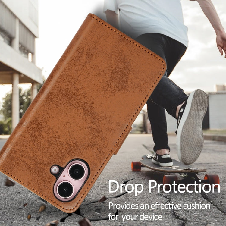 For iPhone 16 2 in 1 Detachable Phone Leather Case(Brown) by buy2fix