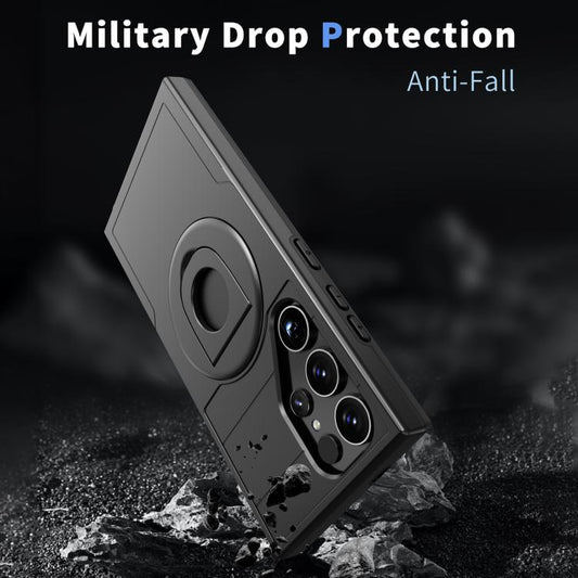 For Samsung Galaxy S24 Ultra 5G Armor MagSafe Ring Holder Phone Case(Black) by buy2fix