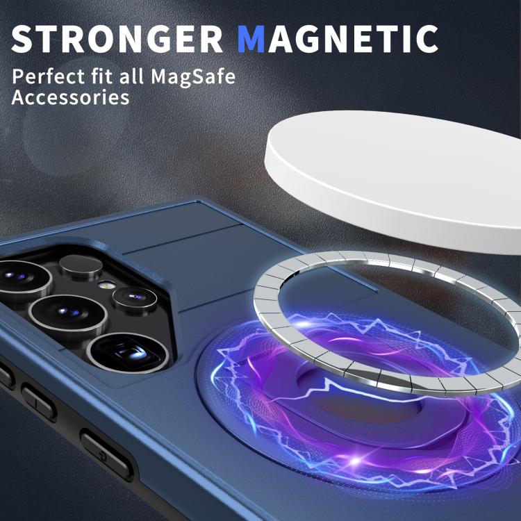 For Samsung Galaxy S24 Ultra 5G Armor MagSafe Ring Holder Phone Case(Blue) by buy2fix