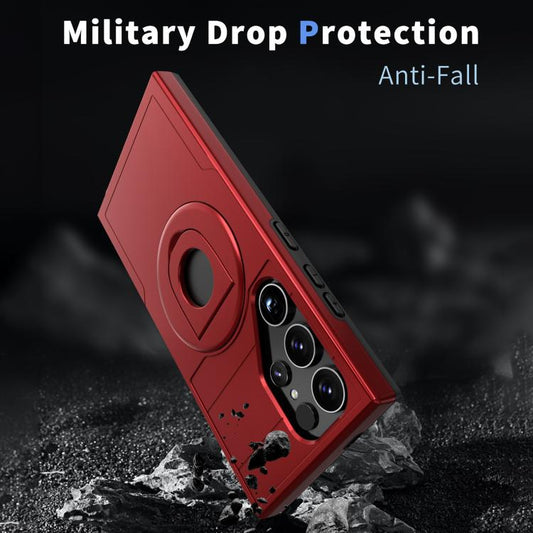 For Samsung Galaxy S24 Ultra 5G Armor MagSafe Ring Holder Phone Case(Red) by buy2fix