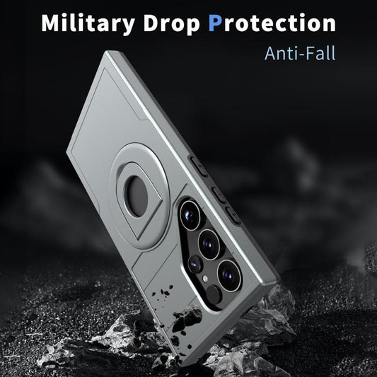 For Samsung Galaxy S24 Ultra 5G Armor MagSafe Ring Holder Phone Case(Titanium Grey) by buy2fix