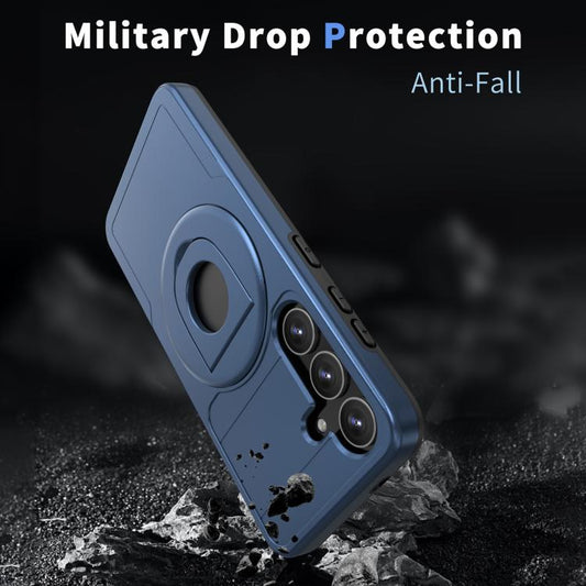 For Samsung Galaxy S24+ 5G Armor MagSafe Ring Holder Phone Case(Blue) by buy2fix