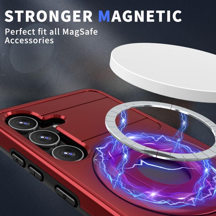 For Samsung Galaxy S24 5G Armor MagSafe Ring Holder Phone Case(Red) by buy2fix