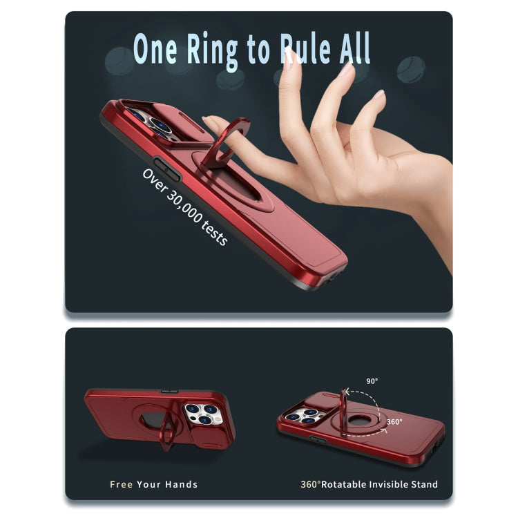 For iPhone 14 Camshield MagSafe Ring Holder Armor Phone Case(Red) by buy2fix