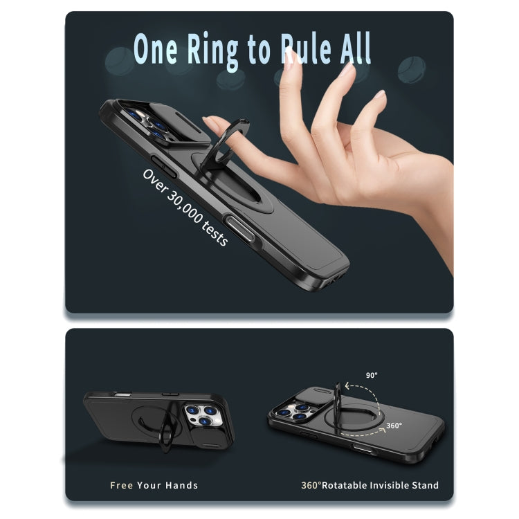 For iPhone 16 Pro Max Camshield MagSafe Ring Holder Armor Phone Case(Black) by buy2fix