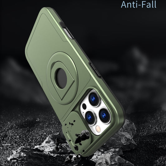 For iPhone 16 Pro Max Camshield MagSafe Ring Holder Armor Phone Case(Olive Green) by buy2fix