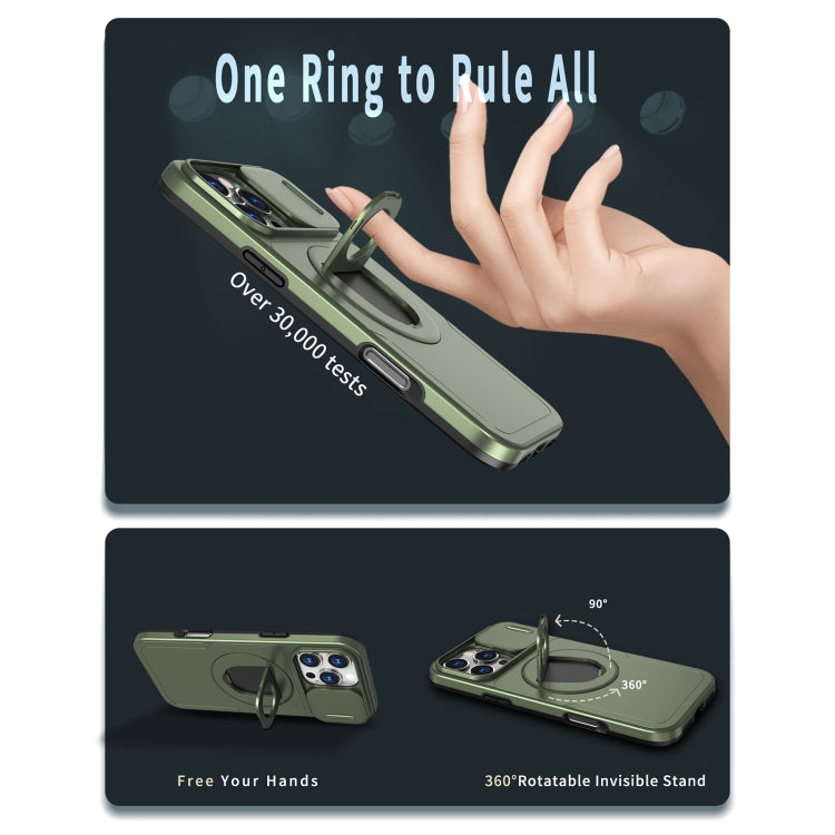 For iPhone 16 Pro Max Camshield MagSafe Ring Holder Armor Phone Case(Olive Green) by buy2fix
