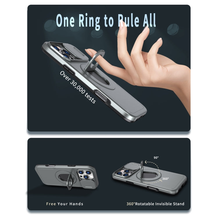 For iPhone 16 Pro Camshield MagSafe Ring Holder Armor Phone Case(Titanium Grey) by buy2fix