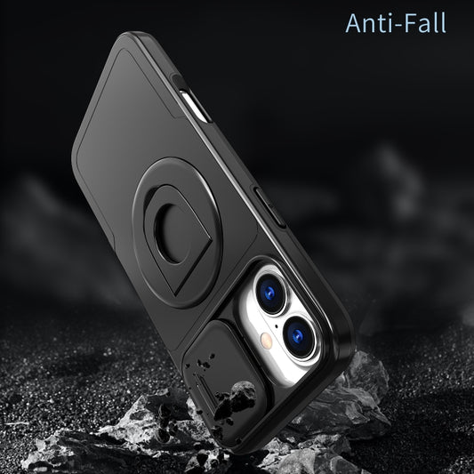 For iPhone 16 Plus Camshield MagSafe Ring Holder Armor Phone Case(Black) by buy2fix