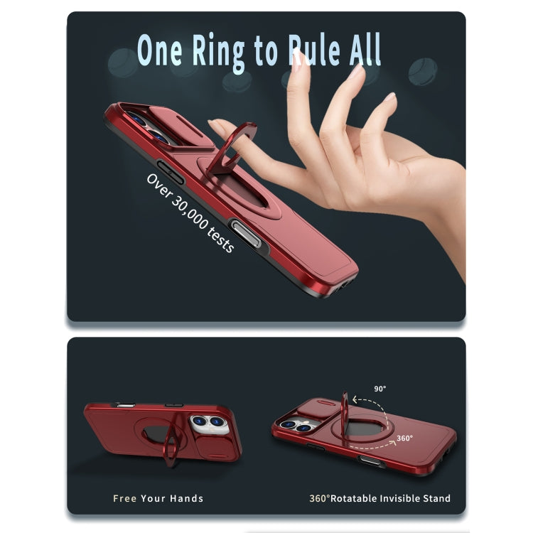For iPhone 16 Plus Camshield MagSafe Ring Holder Armor Phone Case(Red) by buy2fix