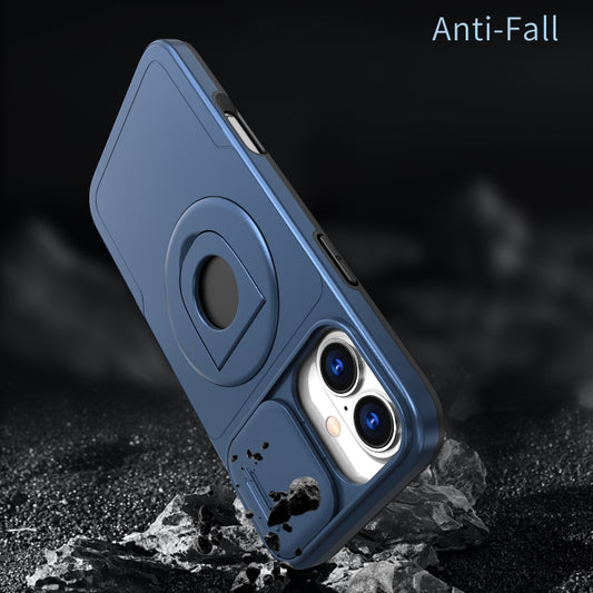 For iPhone 16 Camshield MagSafe Ring Holder Armor Phone Case(Blue) by buy2fix