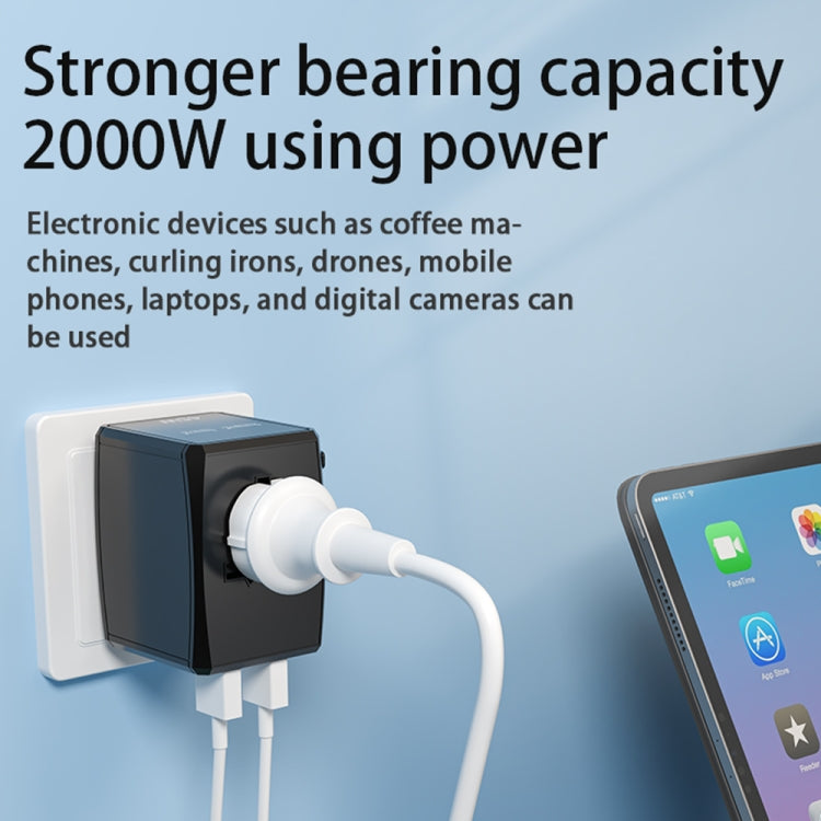 HHT905 PD 65W Dual USB+Dual Type-C Interface Multi-function Universal Travel Conversion Plug(Black) by buy2fix