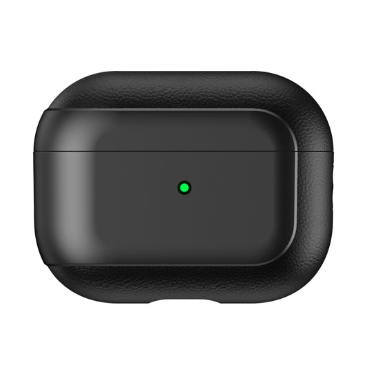 For AirPods Pro 2 Electroplated Leather Texture Wireless Earphones Protective Case(Black) by buy2fix