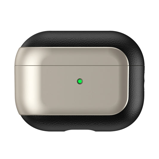 For AirPods Pro 2 Electroplated Leather Texture Wireless Earphones Protective Case(Titanium Grey) by buy2fix