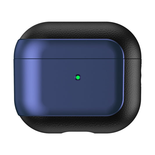 For AirPods 3 Electroplated Leather Texture Wireless Earphones Protective Case(Navy Blue) by buy2fix