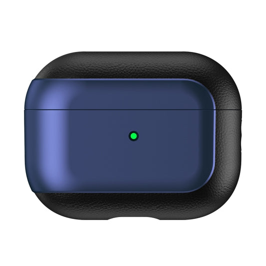 For AirPods Pro Electroplated Leather Texture Wireless Earphones Protective Case(Navy Blue) by buy2fix